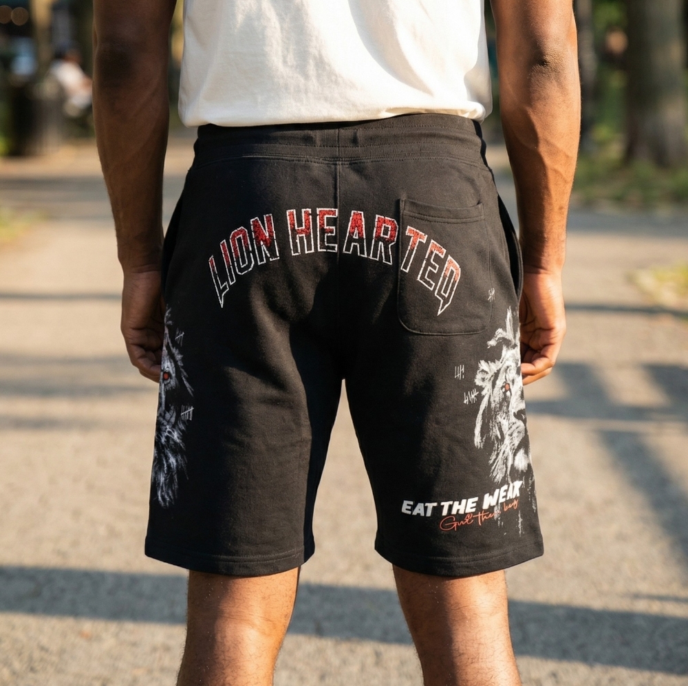 Lion Hearted Men's Black Athletic Shorts